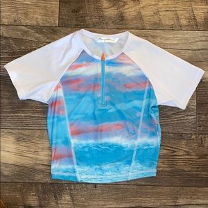 NWOT X by Gottex Swim Rash Guard Crop Zip Up Top